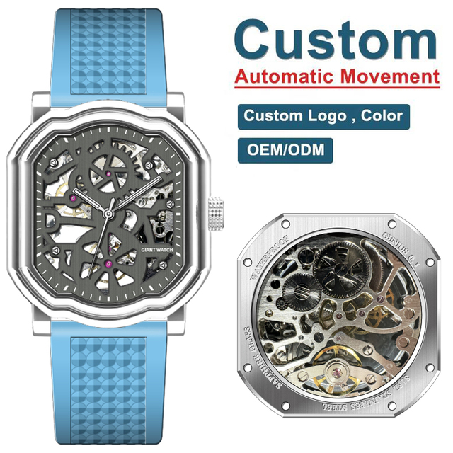 New Design Custom Classic Business Skeleton Mechanical Diver Watch with Pointer Logo Water-Resistant 46MM Irregular Automatic