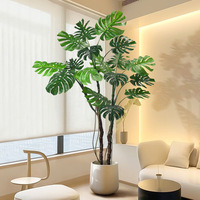 Plantas Verdes de Interior de Alta Gama, Simulación de Ficus Lyrata, Girasol de Cola Suelta, Plátano del Viajero, Todas en Macetas de Plástico PVC