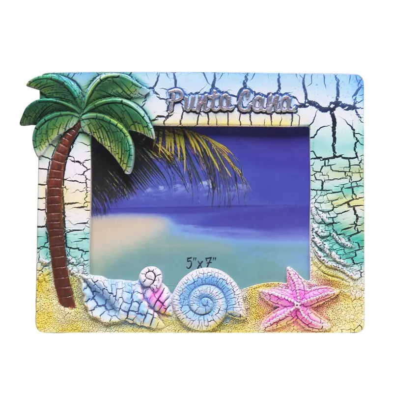 Manuel personnalisé peinture 3D résine artisanat cadres photo en gros créatif décoration de la maison plage Style Art cadres photo