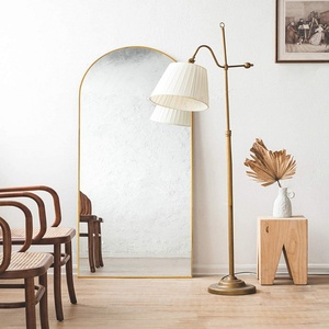 Custom Wholesale Gold Hung Metal <b>Framed</b> Full-Length Floor Mirror <b>Large</b> Dressing Wall Arched Standing Espejo Modern Decorative - Product Image 1