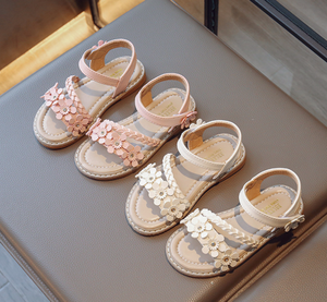 Breathable Shoe Insoles Kid Sandals Non-slip Outdoor <b>Flower</b> Woven Shoes <b>Sweet</b> Sandals Kids - Product Image 2