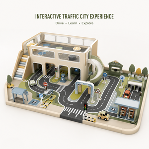 Ciudad de Juego de Roles de Tráfico Vial Personalizada con Mini Carreteras, Semáforos, Gasolinera y Taller de Servicio para Niños, Cafeterías y Centros Comerciales - Product Image 2