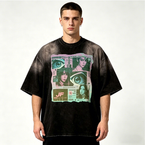 230gsm Men's Tshirts Acid Washed Sun Faded Baggy Custom Graphic <strong>Tee</strong> Streetwear Hip-Hop 100% Cotton t <strong>Shirt</strong> for Men Hot Supplier - Product Image 2