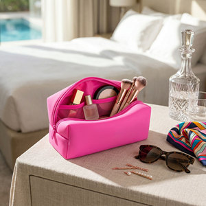 Étui de voyage en néoprène rose fluo personnalisé Royal Fair pour pinceaux de maquillage avec rouleau à pinceaux pour l'organisation des cosmétiques en déplacement - Product Image 4