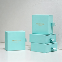 Caja de Regalo de Papel Negro para Joyería, Pendientes, Collares y Colgantes, con Logotipo Personalizado, Caja de Joyería de Lujo con Cajón, Empaque para Joyería