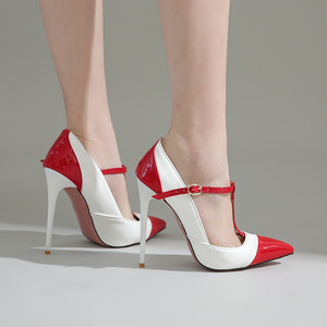 Spring New Black <strong>White</strong> Patchwork Women Wedding <strong>Pumps</strong> Spike High Heels <strong>Lady</strong> Dress Shoes Plus Big Size 34-47 - Product Image 3