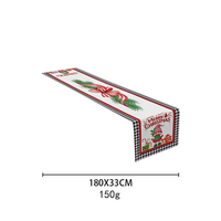 Nouvelle cheminée de table de Noël écologique et créative, imprimée de dessins animés, en lin à carreaux rouges et noirs, 180*33cm