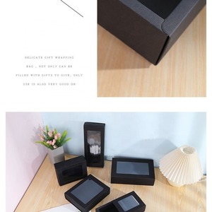 Hộp quà màu đen cửa sổ mở hộp giấy kraft cổ điển trong suốt với Quà Tặng Tay Hộp quà tặng cao cấp - Product Image 5