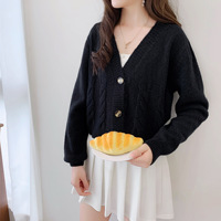 Cardigan en maille torsadée ajusté pour femme, collection Printemps-Automne 2026, couleur unie, grande taille, taille haute, long, en polyester/coton, col en V