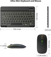 Clavier sans fil rétroéclairé RVB rechargeable, connexion Bluetooth, combo souris sans fil pour Samsung Galaxy Tab A9 5G