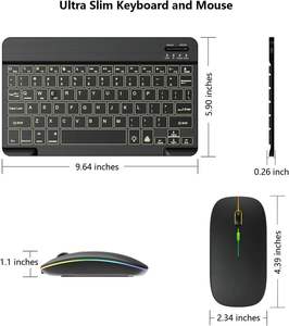 Custom logo Portable Slim Rechargeable Klavye Maus Teclado Y Raton bluetooth Rgb Light Black Keyboard and <b>Mouse</b> Combo - Product Image 4