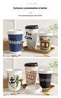 Tasse à boisson chaude en carton creux épaissi jetable avec impression de logo de couvercle correspondant à 1 pour café lait thé autres boissons chaudes