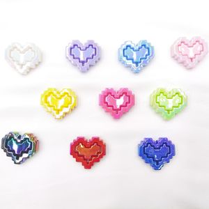 <span class=keywords><strong>Perline</strong></span> Decorative a Cuore Pixel in Acrilico Placcato Colorato, Combinazione di <span class=keywords><strong>Perline</strong></span> Fai-da-te per Catene di Telefoni Cellulari, Accessori Gioiello, <span class=keywords><strong>Perline</strong></span> Decorative per Penne - Product Image 2