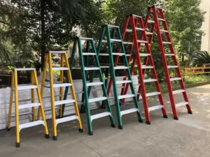 Fiberglass Ladder Red Mall Modern FRP High Quality Insulated Folding Ladder Pole A Frame Electricians Heavy Duty Safety Fiberglass