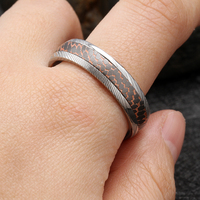 8mm Superleiter-Einlage Damaszener Stahlring Niob Titan Kupfer Herren Verlobungsringe Blanko-Ringe für Männer Modeschmuck