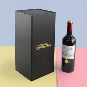 Custom size recyclable cardboard paper hard rigid packaging luxury folding magnetic gift box with lid closure wine box