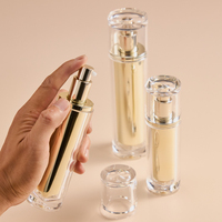 Contenants cosmétiques de luxe personnalisés sans air en acrylique doré de 100 ml, 50 ml, 30 ml pour lotions, ensemble de flacons sans BPA pour perruques