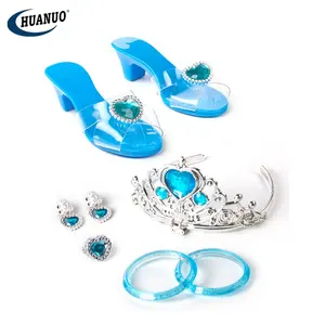 Best Selling Pretty Girls Pretend Princess Jewelry Set High Heel Shoe Magic Crown Beauty Toys For Kid