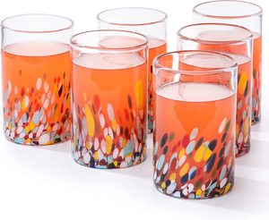 Juego de 6 16 onzas de confeti mexicano soplado a mano, diseño de <span class=keywords><strong>Carmen</strong></span> Rock, vasos de estilo minimalista con tazas de té y platillos - Product Image 4