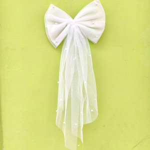 Voile <span class=keywords><strong>de</strong></span> mariée court élégant avec perles et nœud, idéal pour la mariée, la demoiselle d'honneur, accessoire <span class=keywords><strong>de</strong></span> séance photo <span class=keywords><strong>de</strong></span> mariage, cadeau romantique - Product Image 3