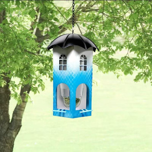 Mangeoires à oiseaux en métal très vendues, modèle château, faciles à nettoyer, pour décoration de jardin extérieur, mangeoires suspendues pour oiseaux sauvages - Product Image 6