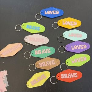 Porte-clés de motel rétro vintage en plastique vierge personnalisé avec logo promotionnel, porte-clés de motel avec boucle, code QR - Product Image 2