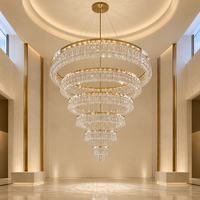 Lustre suspendu de luxe moderne en cristal LED pour hall d'exposition, hôtel, grand anneau, escalier