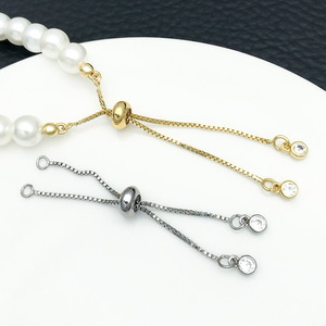 <b>Copper</b> Plated Gold White Gold Thick Silver Chain Zircon Pull Out <b>Bracelet</b> Necklace Pendant DIY Jewelry Accessories - Product Image 3