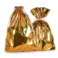 Promotion : Sacs cadeaux de Noël en PE doré recyclables avec cordon de serrage pour chaussures, biscuits, bonbons - Décoration de fête de Noël et de la maison