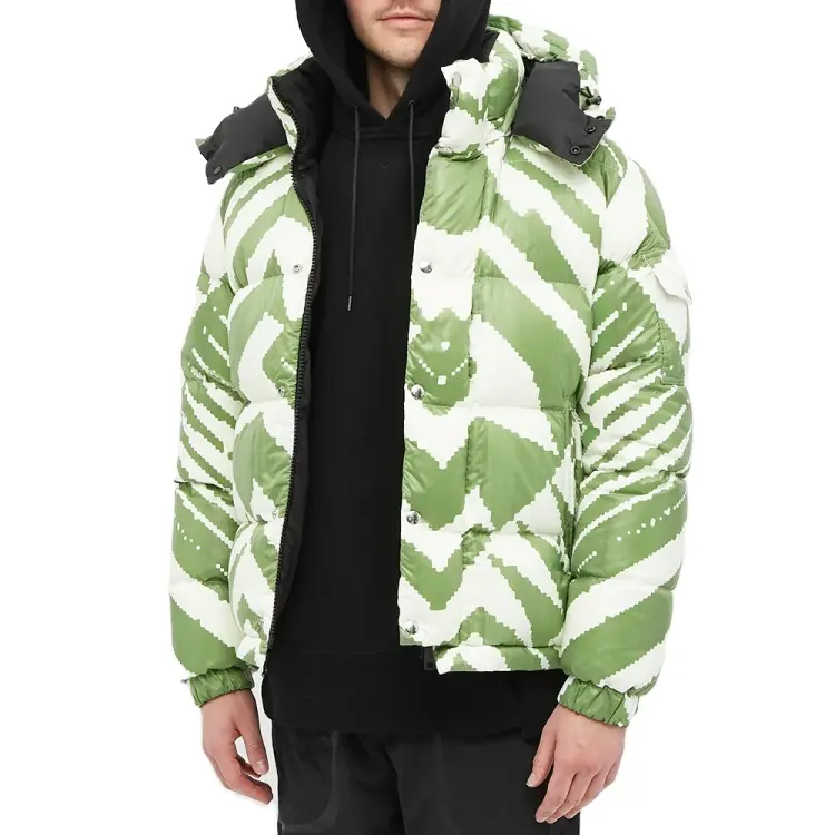 Großhandel Allover Print sublimierte Winter jacke Doppelseitig dick Daunen gepolsterter Bubble Puffer Herren Daunen mantel