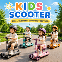 Trottinette pliable 3-en-1 à trois roues pour enfants de 3 à 6 ans, populaire en extérieur, en plastique, avec siège réglable en hauteur, lumière intégrée, design moderne