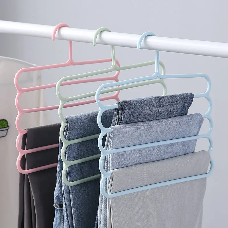 Pants Hangers Non slip multi-layer s shape Multifunctional wardrobe 5-layer Scarf holder Scarf tie hanger Pants Rack