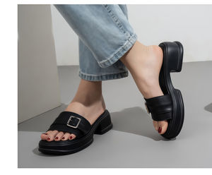 รองเท้าหนังแท้สำหรับผู้หญิง - พื้นกันลื่น หนังวัวนุ่ม แต่งขนม้า ส้นสูง 5 ซม. แฟชั่นฤดูใบไม้ผลิ/ฤดูใบไม้ร่วง สไตล์คนเมือง - Product Image 4