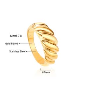 Anillos de Acero Inoxidable con Baño de Oro de 18K, Estilo Croissant, Modernos, Sencillos y a la Moda, para Mujer, en Oferta - Product Image 2