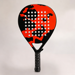 Raquette de beach tennis en forme de larme avec motif rouge et noir, en fibre de carbone, poignée antidérapante, absorption des chocs, filet en nylon, design portable - Product Image 2