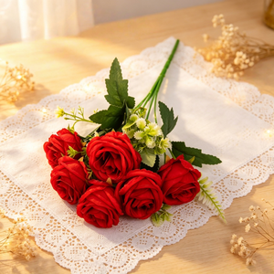 Ramo <span class=keywords><strong>de</strong></span> Rosas Artificiales Realistas <span class=keywords><strong>de</strong></span> Tendencia 2026, Ramo <span class=keywords><strong>de</strong></span> Flores <span class=keywords><strong>de</strong></span> Seda para Decoración <span class=keywords><strong>de</strong></span> Hoteles y Restaurantes <span class=keywords><strong>de</strong></span> Lujo - Product Image 1