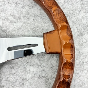 Hot Sell Classic 350mm ABS 4 Deep Dish Electroplated <b>Bracket</b> Retro Peach Wood Steering Wheel - Product Image 5