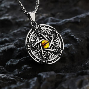 Collar con Colgante de Estrella de Cinco Puntas y Ojo Turco de Acero Inoxidable para Hombre, Regalo Temático - Product Image 1