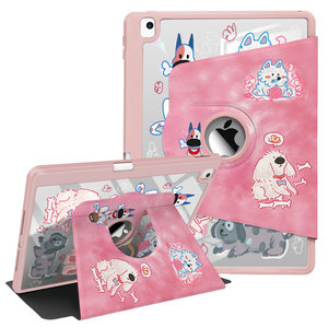Custodia per <span class=keywords><strong>iPad</strong></span> rotante a tre volte personalizzabile a 720 ° personalizzabile per Tablet <span class=keywords><strong>con</strong></span> motivo a cartoni animati <span class=keywords><strong>con</strong></span> supporto per Slot per <span class=keywords><strong>penna</strong></span>