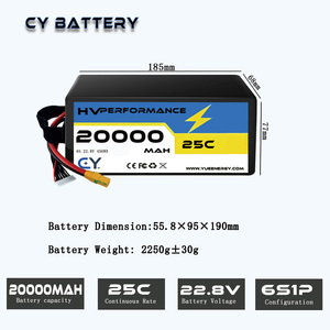 高容量20000mAh 25C 22.8V FPVドローンバッテリーリチウムポリマーLipo RCバッテリーパックCY CY20000 - Product Image 4