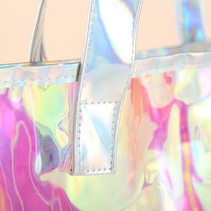 Mode personnalisé imprimé étanche réutilisable PVC cosmétique organisateur sac fourre-tout corde poignée Laser arc-en-ciel couleur voyage quotidien cadeau utilisation - Product Image 4