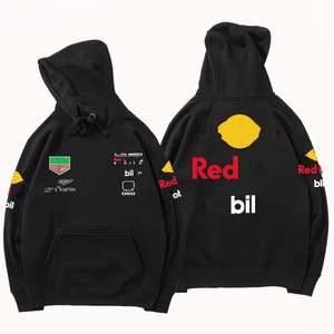 เสื้อฮู้ดผู้ชายแฟชั่นสีแดง ชุดแข่งรถ F1 เฟอร์รารี่ สำหรับฤดูใบไม้ผลิและฤดูร้อน เสื้อแจ็คเก็ตนักขี่มอเตอร์ไซค์แบบกำหนดเอง ลายโลโก้ BULL ใหม่ ปี 2026 - Product Image 1