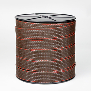 Ruban de clôture électrique polyvalent <span class=keywords><strong>marron</strong></span> et rouge, diamètre 28 mm, longueur 200 m, pour une protection fiable et une dissuasion efficace des prédateurs - Product Image 1