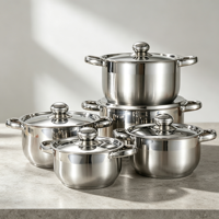 Batterie de cuisine 10 pièces en acier inoxydable à fond double induction, haute qualité, comprenant une marmite à soupe et une casserole à lait, pour la cuisine domestique - Vente chaude