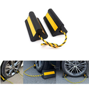 Yellow and Black <b>Rubber</b> Aircraft Truck Wheel Chock Transport <b>Block</b> Trailer Tire Chocks - Product Image 1