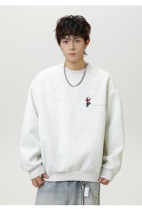 Felpa con <span class=keywords><strong>cappuccio</strong></span> a maniche lunghe pesante <span class=keywords><strong>senza</strong></span> <span class=keywords><strong>cappuccio</strong></span> ricamato da <span class=keywords><strong>uomo</strong></span> autunno Casual Slim Fit <span class=keywords><strong>felpe</strong></span> di marca in pile di cotone - Product Image 6