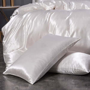Ensemble de literie en soie 100% <span class=keywords><strong>super</strong></span> luxueux en couleurs unies, drap et housse de couette - Product Image 3