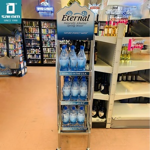 Satom-estantes de altura ajustables para gráficos impresos personalizados, estante de exhibición de suelo de Metal de alambre plegable de construcción de marca - Product Image 1