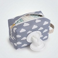 Sac de voyage réutilisable en polyester personnalisable pour lingettes humides, pochette de rangement pour couches de bébé avec trou d'accès pour lingettes, sac à mouchoirs pour bébé
