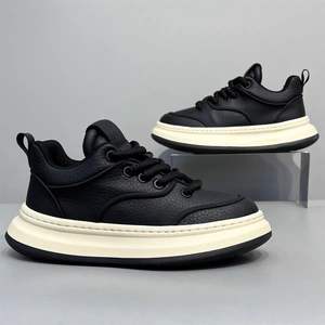 Nouvelles baskets basses à plateforme pour hommes Automne Hiver 2026, texture litchi, tendance, polyvalentes, rehaussantes, décontractées, chaussures de niche - Product Image 3